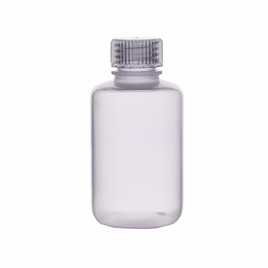 Fabricante de artículos de plástico para laboratorio, rosca de tornillo externa, medio de escala transparente estéril, botella de reactivo transparente para mascotas de 1000ml